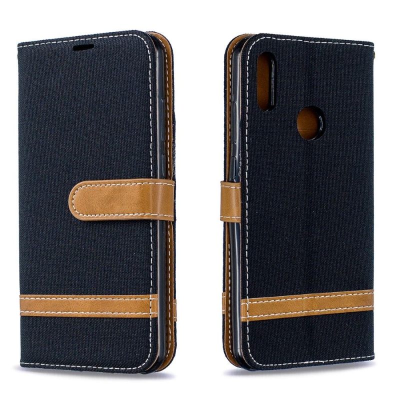 Case voor Huawei Y6 2019 Stoffen Bekleding Met Riem