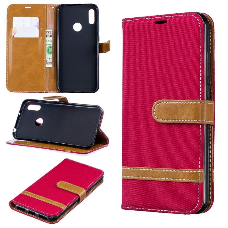 Case voor Huawei Y6 2019 Stoffen Bekleding Met Riem