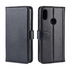 Cover voor Huawei Y6 2019 Premium Leder - Zwart