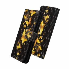 Flip Case voor Huawei Y6 2019 Gouden Vlinders