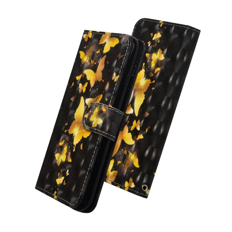 Flip Case voor Huawei Y6 2019 Gouden Vlinders