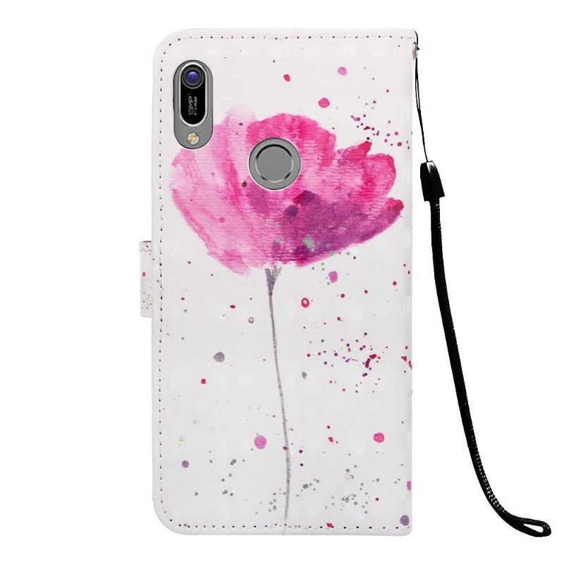 Leren Hoesje voor Huawei Y6 2019 Bescherming Met Ketting Roze Bloem