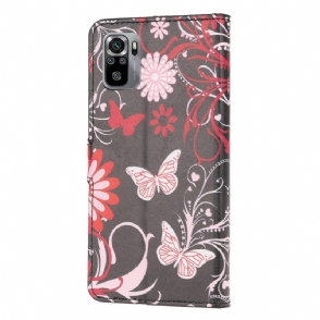 Folio-hoesje voor Xiaomi Redmi Note 10 Anti-fall Vlinders En Bloemen