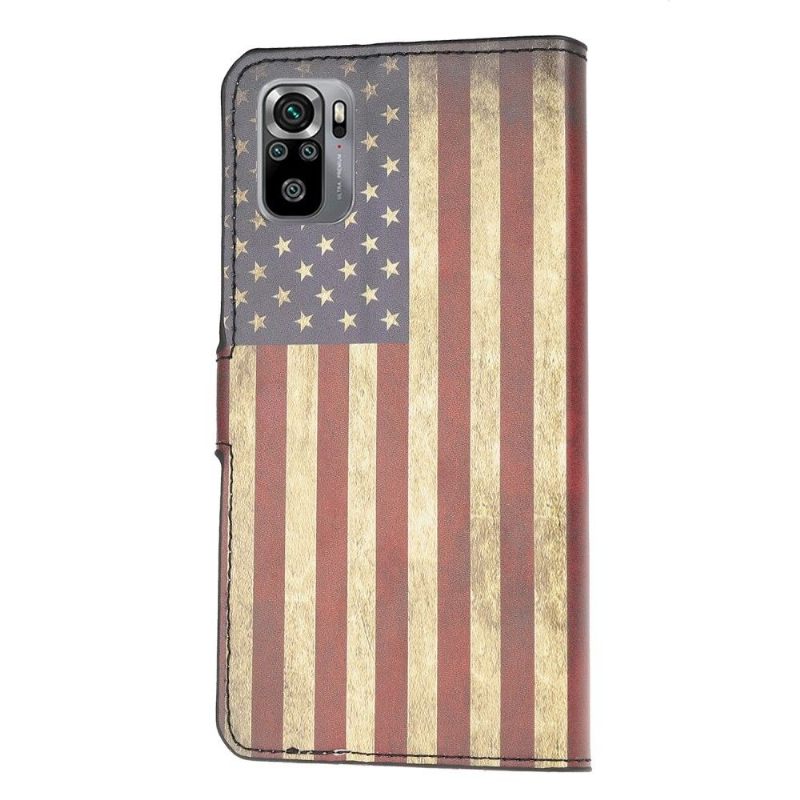 Leren Hoesje voor Xiaomi Redmi Note 10 Vintage Amerikaanse Vlag