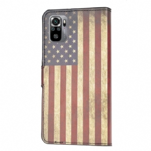 Leren Hoesje voor Xiaomi Redmi Note 10 Vintage Amerikaanse Vlag