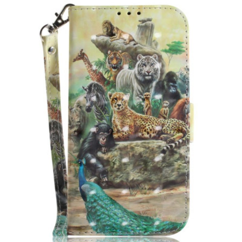 Folio-hoesje voor Honor Magic 5 Lite Met Ketting String Safari Dieren