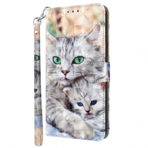 Folio-hoesje voor Samsung Galaxy A14 / A14 5G Met Ketting Alleen Stringkatten