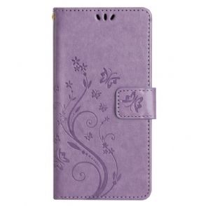 Folio-hoesje voor Samsung Galaxy A14 / A14 5G Met Ketting Bloemen String Kat