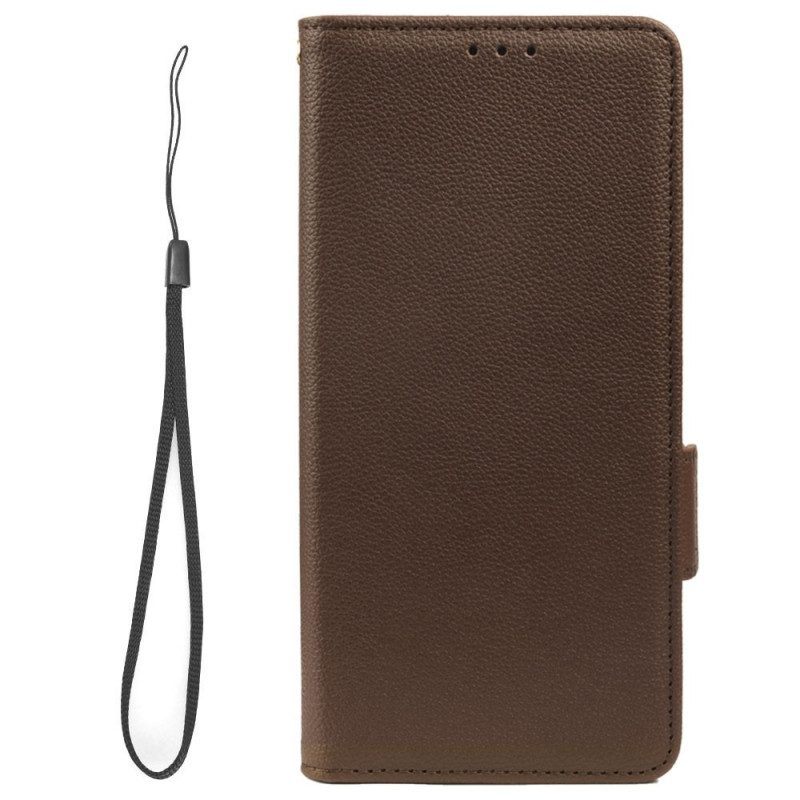 Folio-hoesje voor Samsung Galaxy A14 / A14 5G Met Ketting Strappy Litchi Lederen Stijl