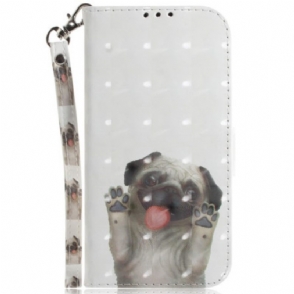 Folio-hoesje voor Samsung Galaxy A14 / A14 5G Met Ketting String Hond