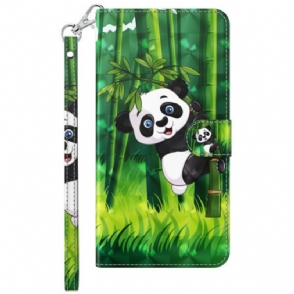 Folio-hoesje voor Samsung Galaxy A14 / A14 5G Panda Love Met Sleutelkoord