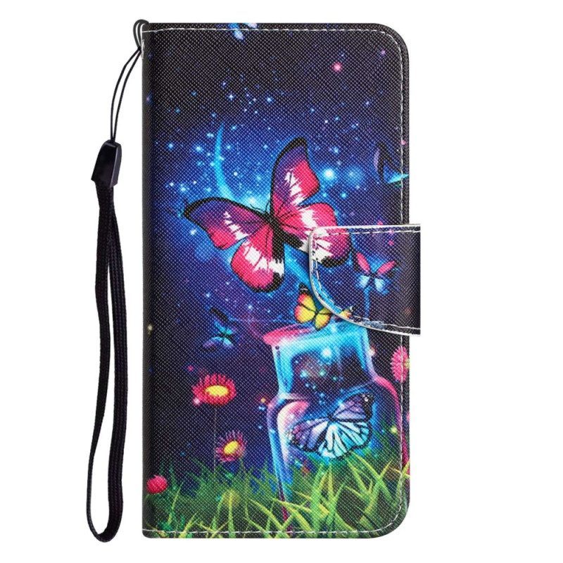 Leren Hoesje voor Samsung Galaxy A14 / A14 5G Met Ketting Driehoeken Met Lanyard