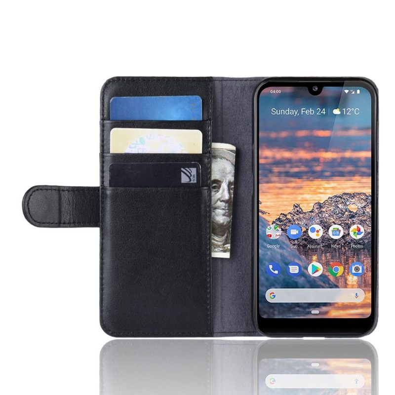 Cover voor Nokia 4.2 Portemonnee Leren Premium Leder - Zwart