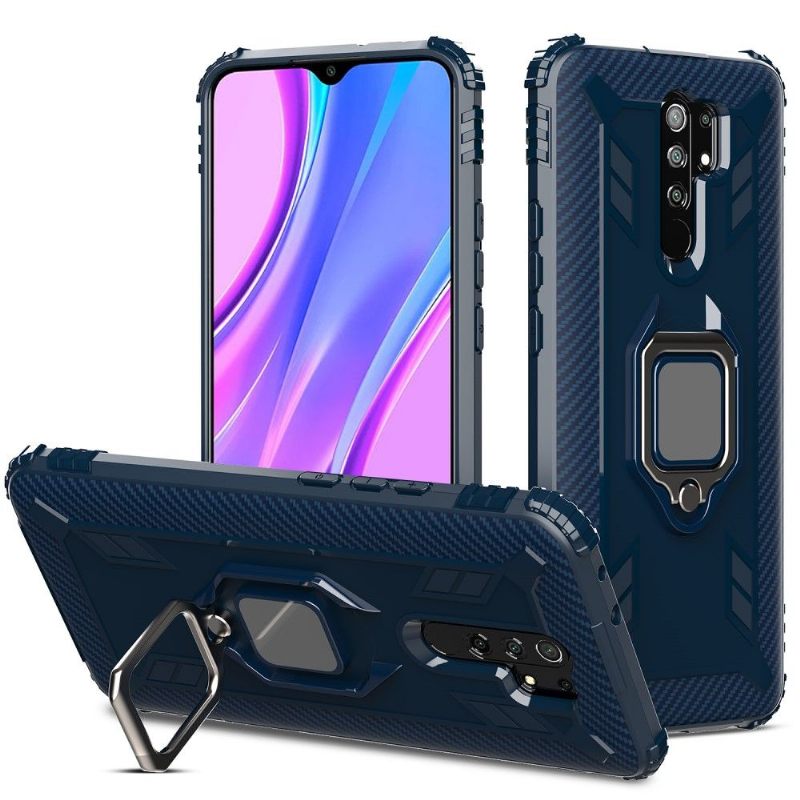 Hoesje voor Xiaomi Redmi 9 Carbon Look Met Steunring