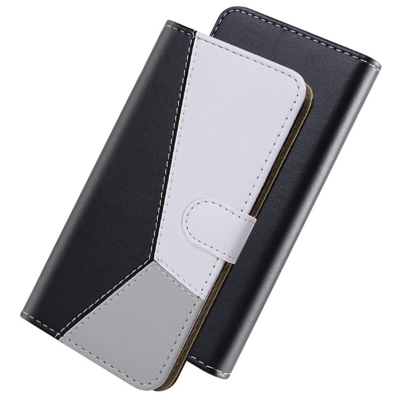 Flip Case voor iPhone 12 Mini Driekleurige Naden - Zwart