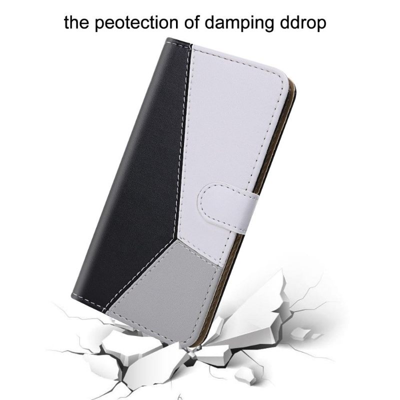 Flip Case voor iPhone 12 Mini Driekleurige Naden - Zwart