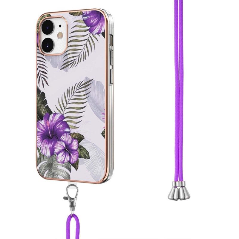 Hoesje voor iPhone 12 Mini Anti-fall Met Koord Exotische Bloemen