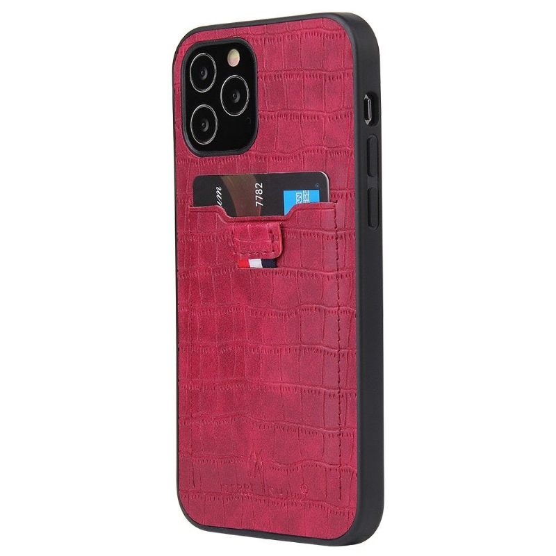 Hoesje voor iPhone 12 Mini Croc Look-kaarthouder