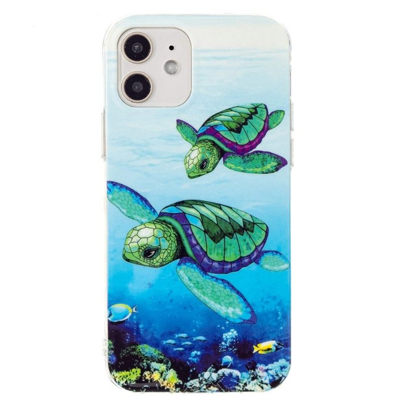 Hoesje voor iPhone 12 Mini Fluorescerende Schildpadden