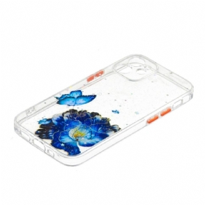 Telefoonhoesje voor iPhone 12 Mini Blauwe Bloemen En Vlinders