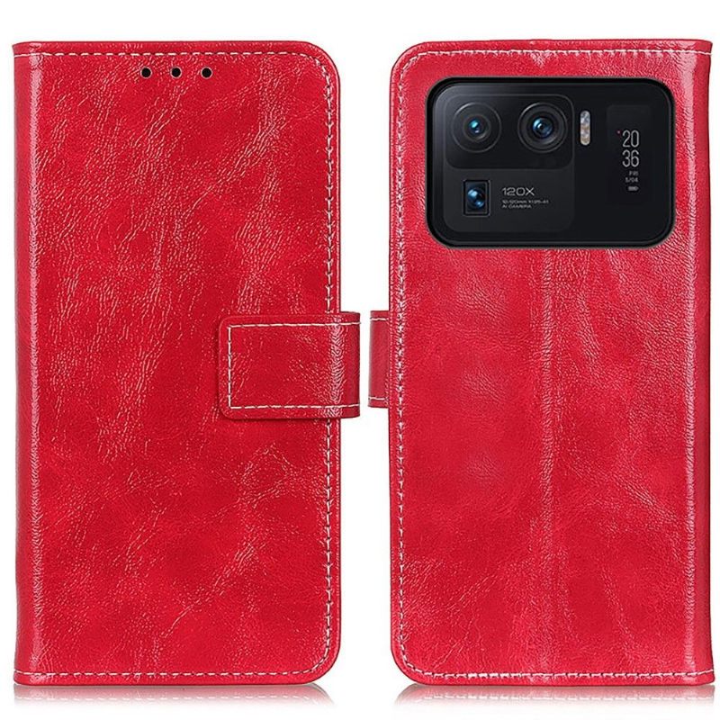 Flip Case voor Xiaomi Mi 11 Ultra Luxe Stiksels Met Leereffect