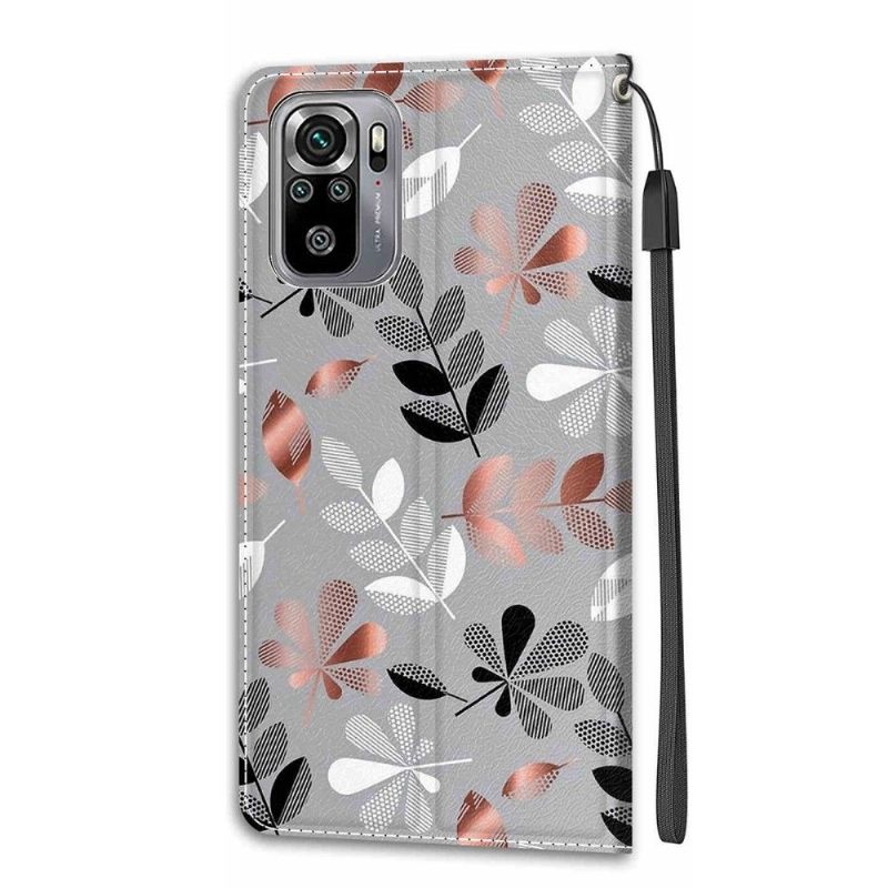 Flip Case voor Xiaomi Redmi Note 10 4G / Note 10S Illustratie Van Wilde Bladeren