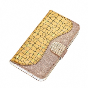 Folio-hoesje voor Xiaomi Redmi Note 10 4G / Note 10S Luxe Croco Pailletten