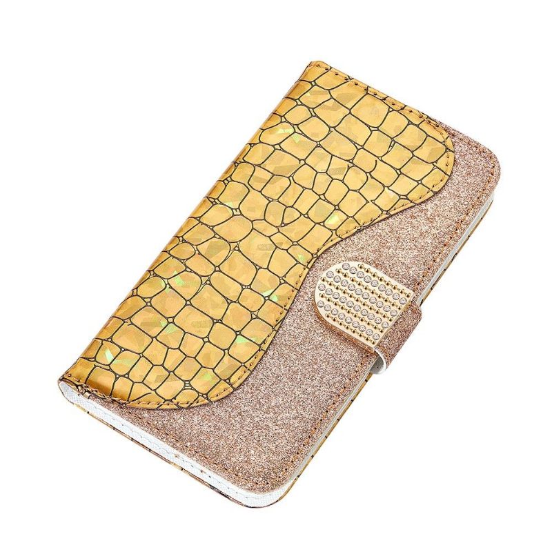 Folio-hoesje voor Xiaomi Redmi Note 10 4G / Note 10S Luxe Croco Pailletten