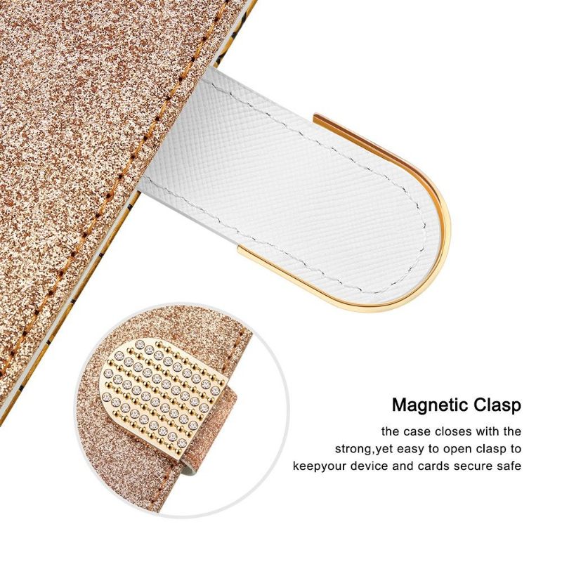 Folio-hoesje voor Xiaomi Redmi Note 10 4G / Note 10S Luxe Croco Pailletten