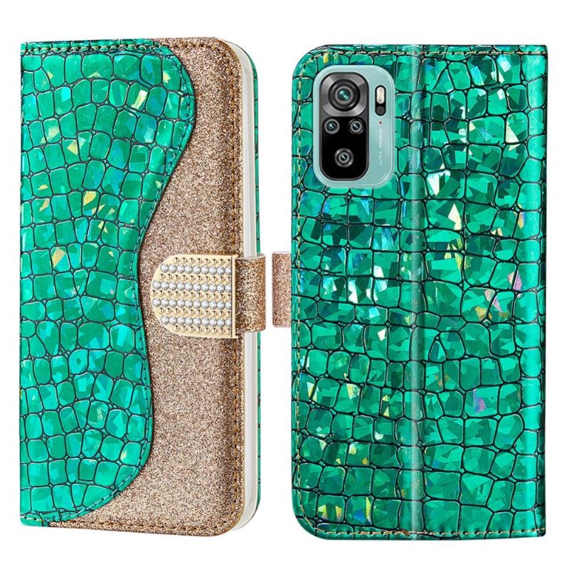 Folio-hoesje voor Xiaomi Redmi Note 10 4G / Note 10S Luxe Croco Pailletten