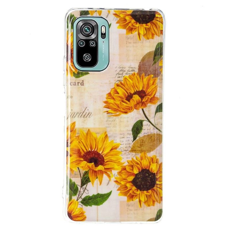 Hoesje voor Xiaomi Redmi Note 10 4G / Note 10S Vintage Zonnebloem Fluorescerend