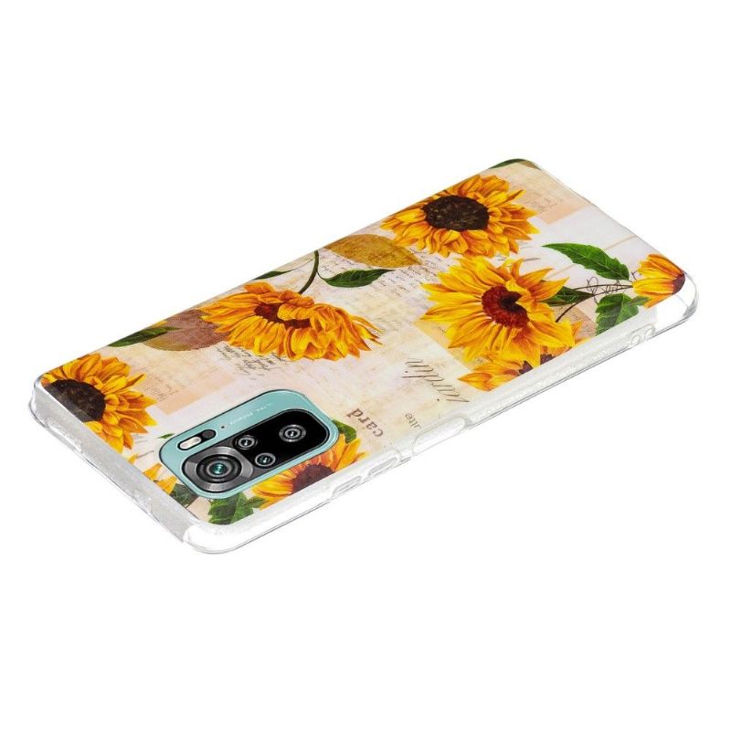 Hoesje voor Xiaomi Redmi Note 10 4G / Note 10S Vintage Zonnebloem Fluorescerend