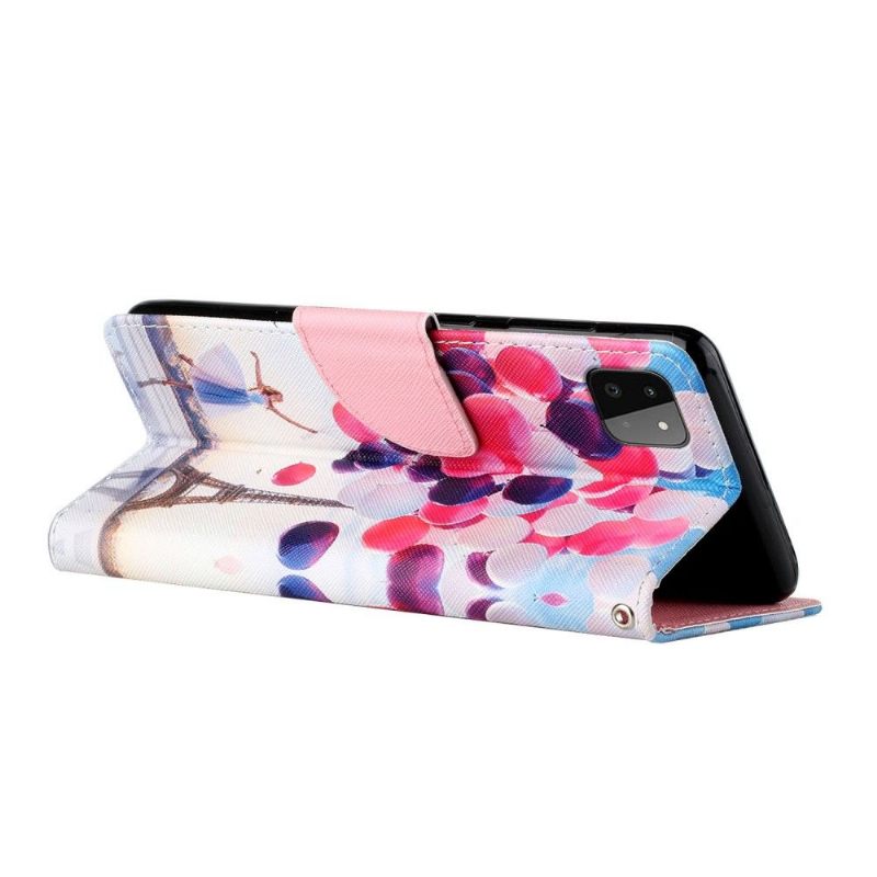 Folio-hoesje voor Samsung Galaxy A22 5G Eiffeltoren Ballonmeisje