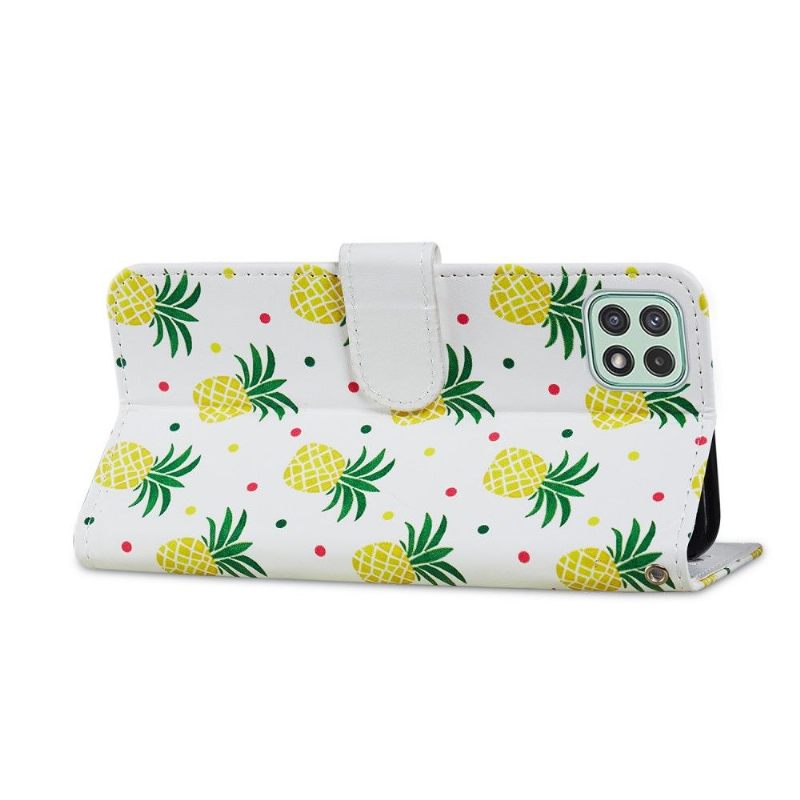 Leren Hoesje voor Samsung Galaxy A22 5G Ananas