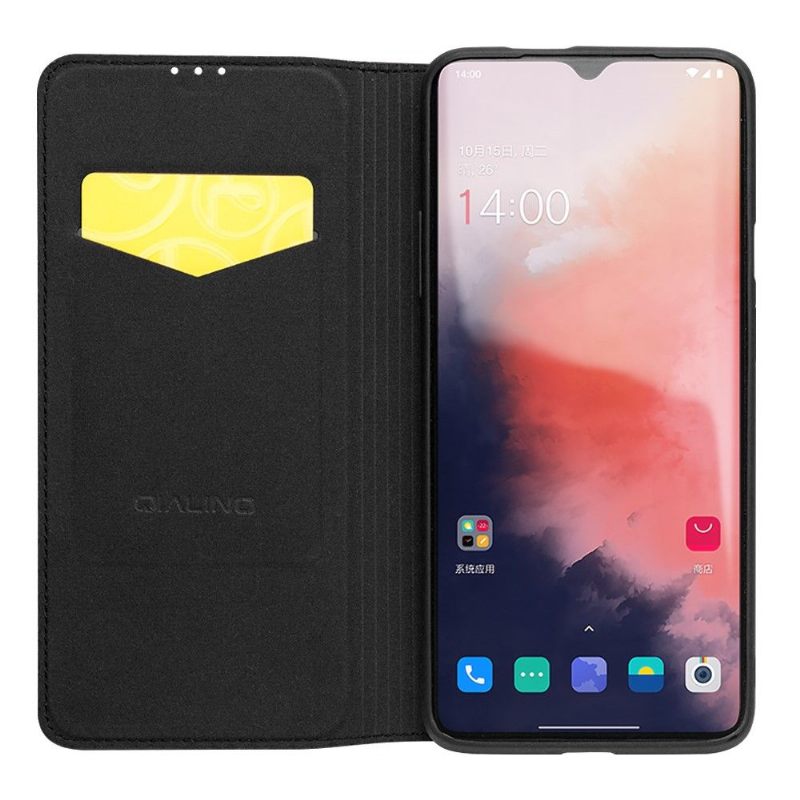 Folio-hoesje voor OnePlus 7T Premium Echt Leer - Zwart