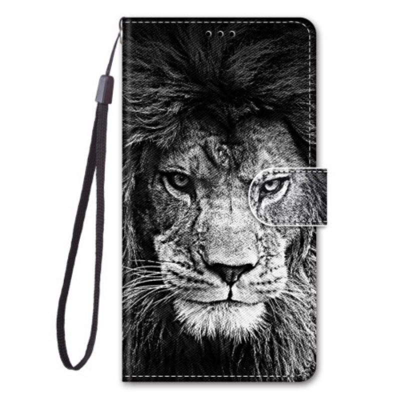 Folio-hoesje voor Xiaomi 13 Met Ketting Lanyard Leeuw