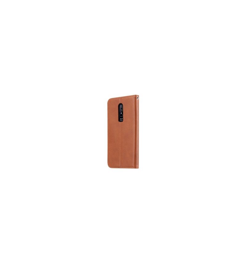 Folio-hoesje voor OnePlus 6 Portemonnee Leren Leren Stand Case