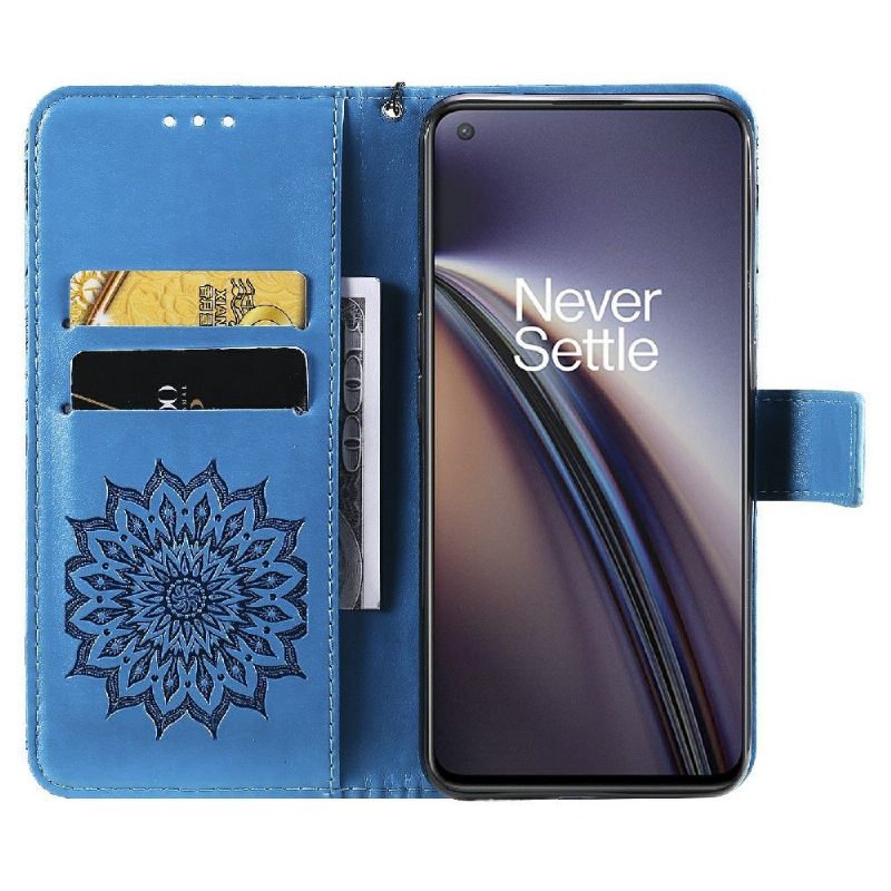 Flip Case voor OnePlus Nord CE 5G Met Ketting Zonnebloem