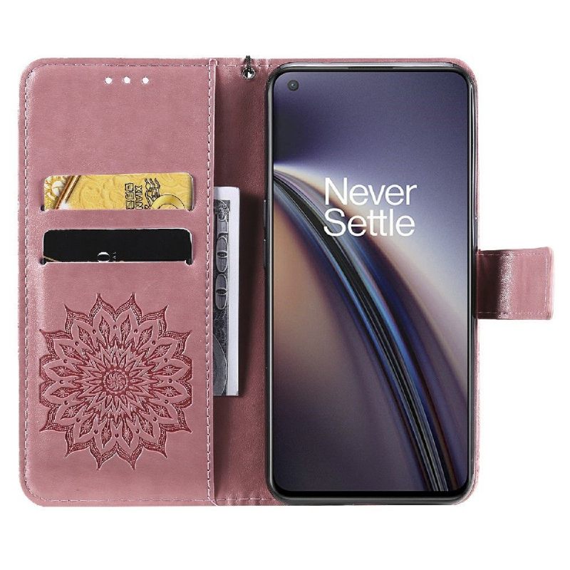 Flip Case voor OnePlus Nord CE 5G Met Ketting Zonnebloem