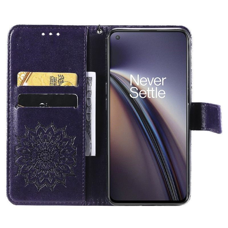 Flip Case voor OnePlus Nord CE 5G Met Ketting Zonnebloem