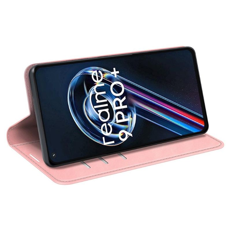 Cover voor Realme 9 Pro Plus Kunstleer Stand Functie