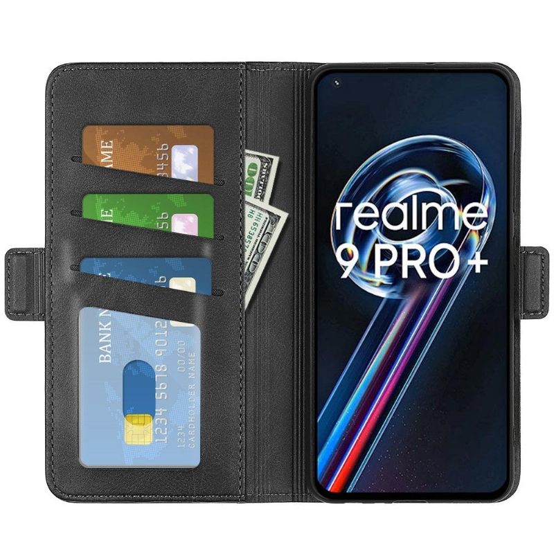 Cover voor Realme 9 Pro Plus Portemonnee Mat Kunstleer Hoes