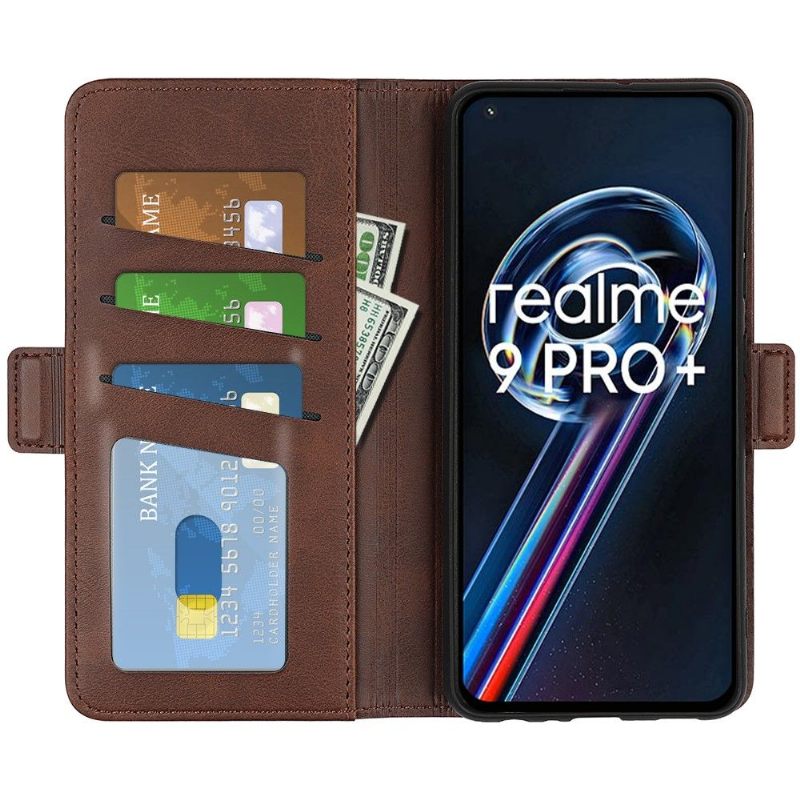 Cover voor Realme 9 Pro Plus Portemonnee Mat Kunstleer Hoes