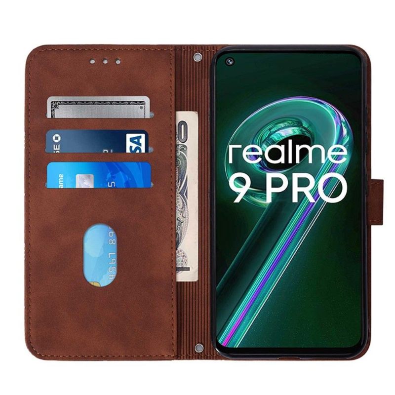 Folio-hoesje voor Realme 9 Pro Plus Geometrisch Ontwerp Leereffect