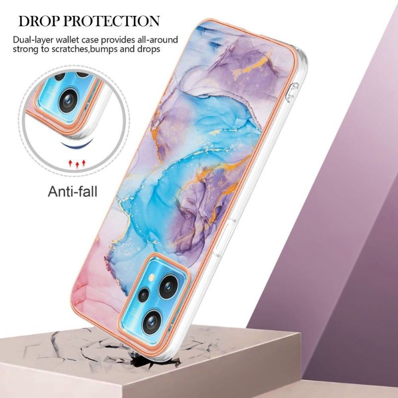 Hoesje voor Realme 9 Pro Plus Blauw Gekleurd Marmer