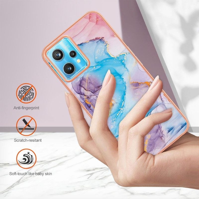 Hoesje voor Realme 9 Pro Plus Blauw Gekleurd Marmer