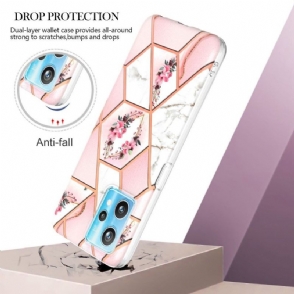 Hoesje voor Realme 9 Pro Plus Marmer En Bloemenkroon