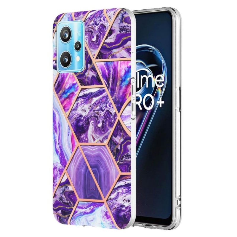 Hoesje voor Realme 9 Pro Plus Marmeren Geometriepatroon