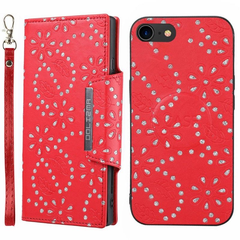 Hoesje Folio-hoesje voor iPhone SE 2022 Anti-fall Diamanten Bloemen