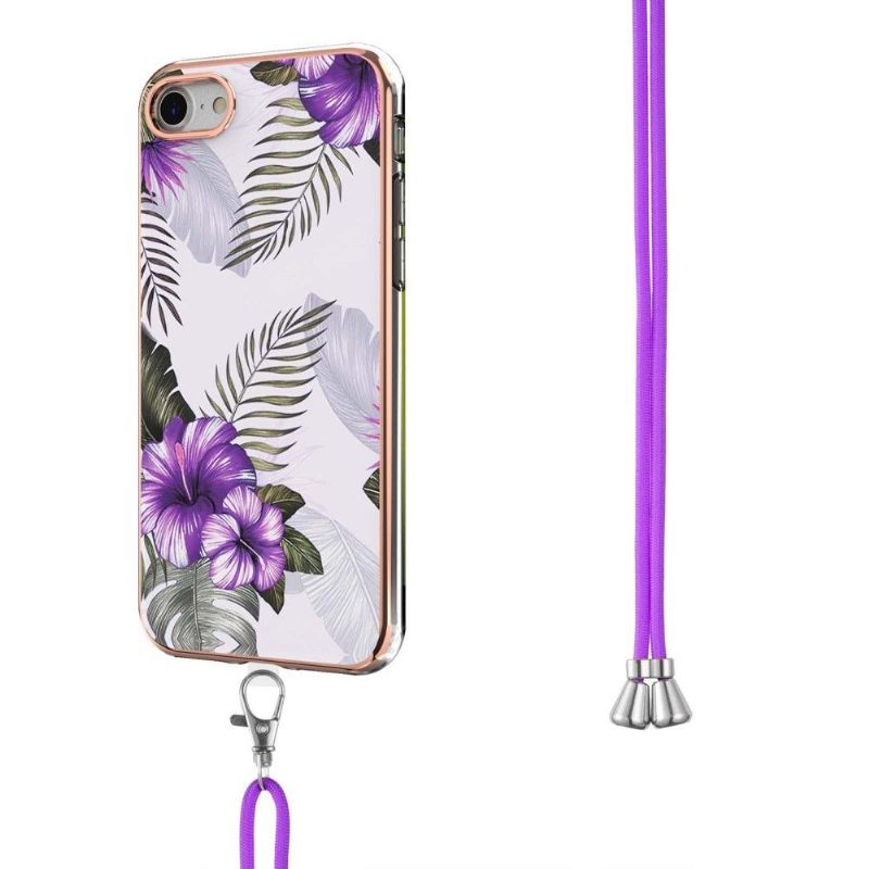 Hoesje voor iPhone SE 2022 Met Koord Exotische Bloemen